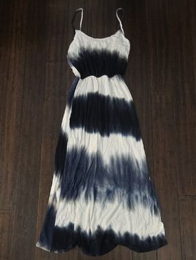 Olivia Rae White, Black, And Navy Tie-Dye Maxi Dress